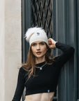 Big Sky Cashmere Hat with Fur Pom