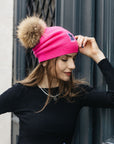 Big Sky Cashmere Hat with Fur Pom