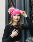 Big Sky Cashmere Hat with Fur Pom
