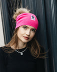 Big Sky Cashmere Hat with Fur Pom