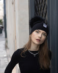 Big Sky Cashmere Hat with Fur Pom