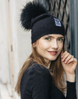 Big Sky Cashmere Hat with Fur Pom