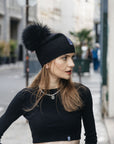 Big Sky Cashmere Hat with Fur Pom