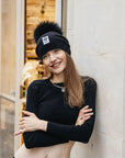 Big Sky Cashmere Hat with Fur Pom