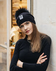 Big Sky Cashmere Hat with Fur Pom