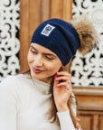 Big Sky Cashmere Hat with Fur Pom