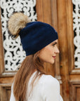 Big Sky Cashmere Hat with Fur Pom