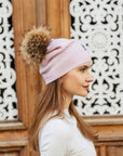 Big Sky Cashmere Hat with Fur Pom