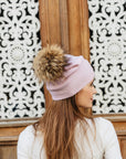 Big Sky Cashmere Hat with Fur Pom