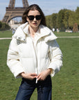 Luxe Silk Puffer Coat filled with Goose Down
