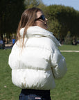 Luxe Silk Puffer Coat filled with Goose Down