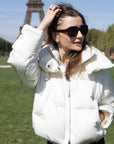 Luxe Silk Puffer Coat filled with Goose Down