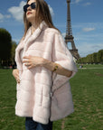 Stripe Faux Mink Fur Poncho