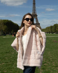 Stripe Faux Mink Fur Poncho