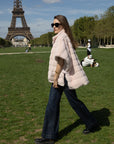 Stripe Faux Mink Fur Poncho