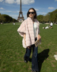 Stripe Faux Mink Fur Poncho