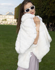 Stripe Rabbit Fur Poncho