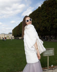 Stripe Rabbit Fur Poncho