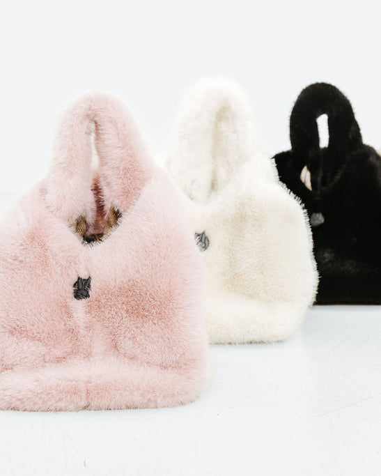 Snow Bunny Rex Rabbit Fur Bucket Bag