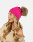 Big Sky Cashmere Hat with Fur Pom