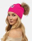Big Sky Cashmere Hat with Fur Pom