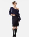 Satin Skirt with Lace Trim