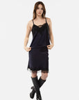 Satin Skirt with Lace Trim