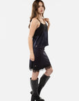 Satin Skirt with Lace Trim