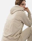 VAIL Cropped Embossed Zip Up Hoodie