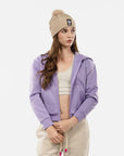 Cropped Embossed Zip Up Hoodie with Zipper Pocket for Phone - VAIL