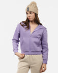 VAIL Cropped Embossed Zip Up Hoodie
