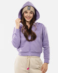 Cropped Embossed Zip Up Hoodie with Zipper Pocket for Phone - VAIL