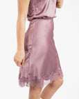 Satin Skirt with Lace Trim