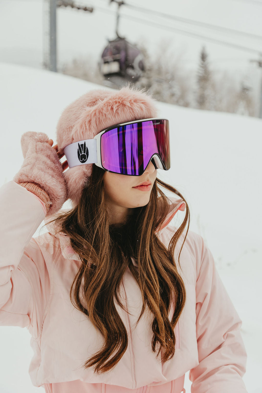 Polarized Goggles with Snow Bunny Band