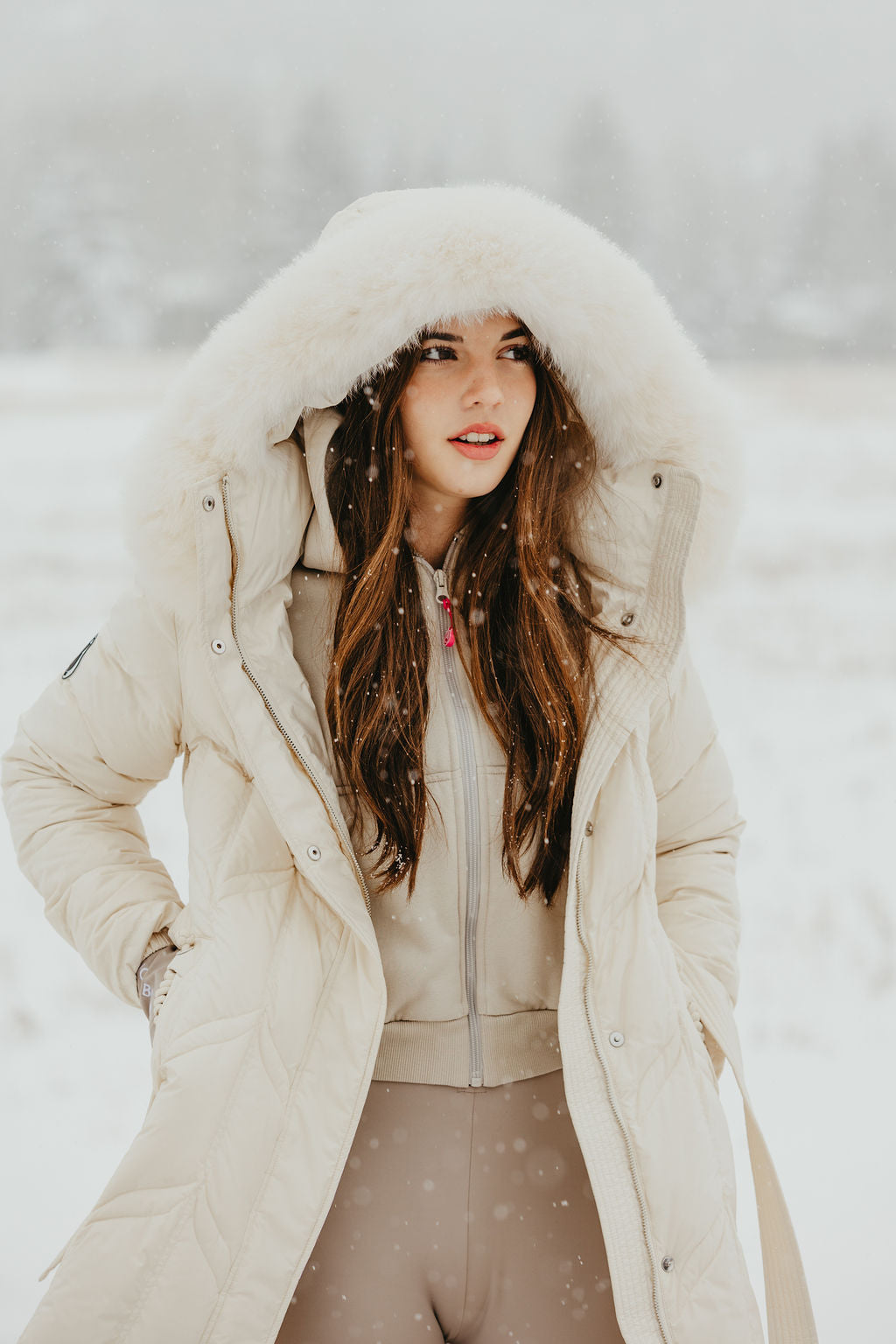 ジャケット・アウター vegetable / Mellow fur jacket Chevron Quilted Down Coat with Fox Fur Hood – SNOW BUNNY