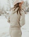 ASPEN Cropped Embossed Zip Up Hoodie
