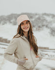Cropped Embossed Zip Up Hoodie with Zipper Pocket for Phone - VAIL