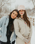 Cropped Embossed Zip Up Hoodie with Zipper Pocket for Phone - VAIL
