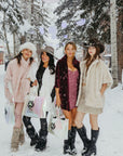 Stripe Rabbit Fur Poncho