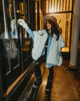 Stripe Rabbit Fur Poncho