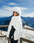 Stripe Rabbit Fur Poncho