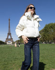 Luxe Silk Puffer Coat filled with Goose Down