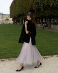 Stripe Rabbit Fur Poncho