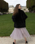 Stripe Rabbit Fur Poncho