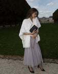 Stripe Rabbit Fur Poncho