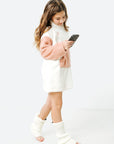 Mommy & Mini Bundle: Pink & White Fleece Hoodie Dresses