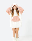 Mommy & Mini Bundle: Pink & White Fleece Hoodie Dresses