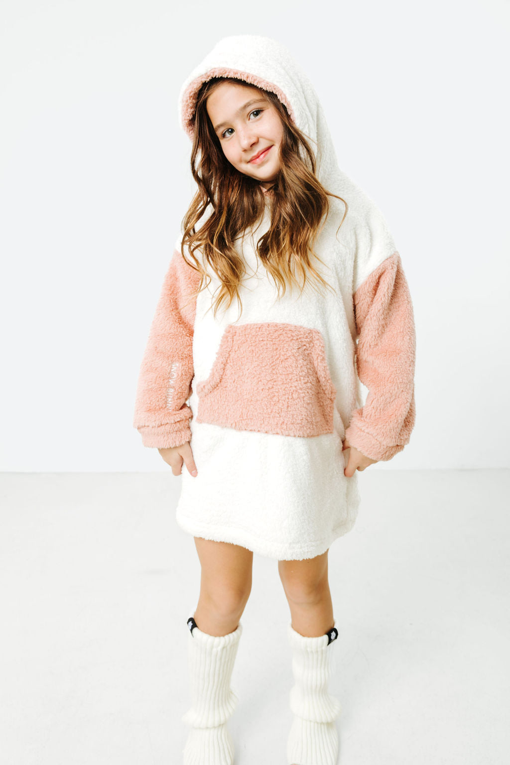 Mommy &amp; Mini Bundle: Pink &amp; White Fleece Hoodie Dresses