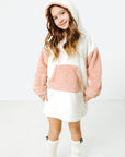 Mommy & Mini Bundle: Pink & White Fleece Hoodie Dresses