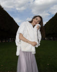 Stripe Rabbit Fur Poncho